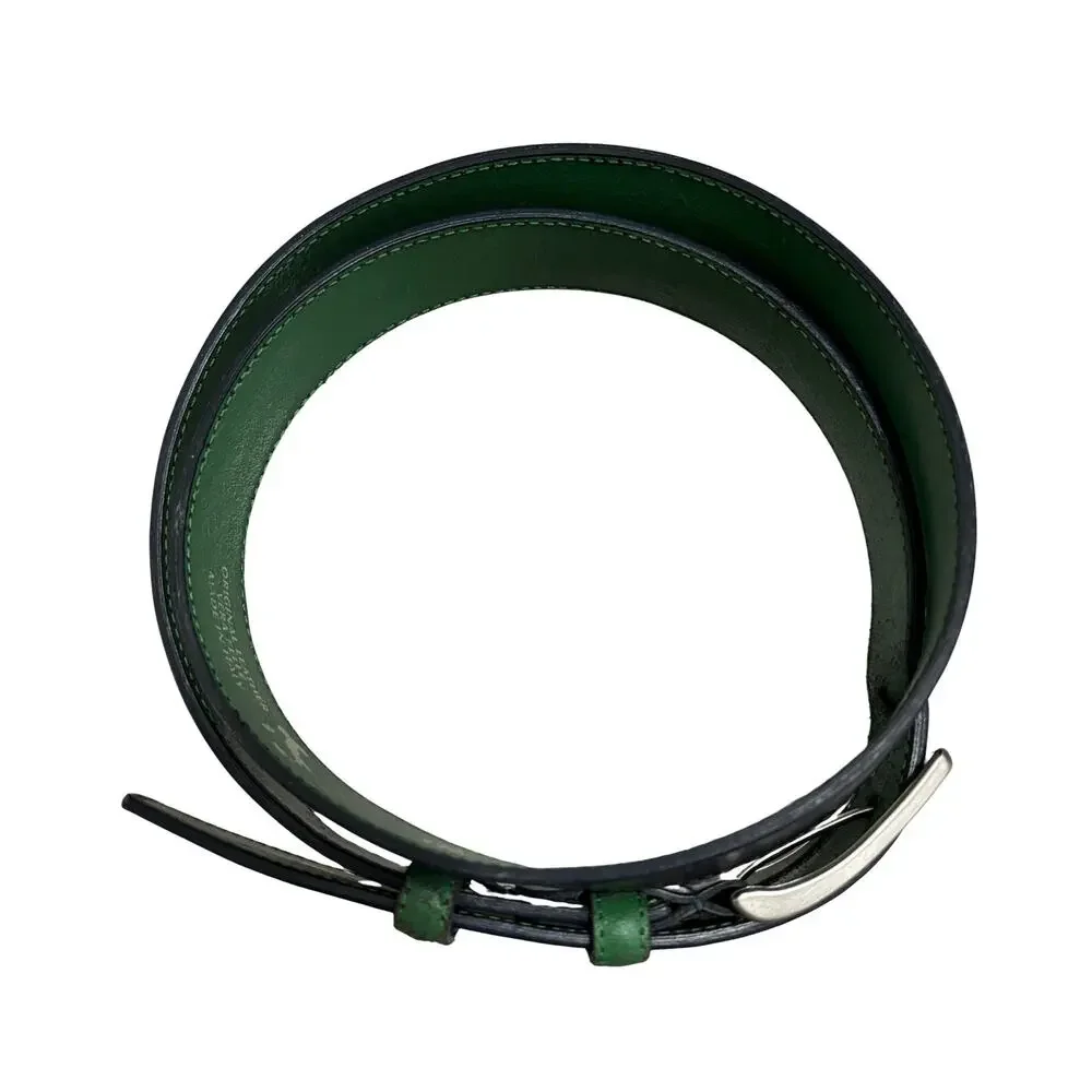 Piero Gabrieli Italy Black Green Leather Dress Belt Men’s Size 42